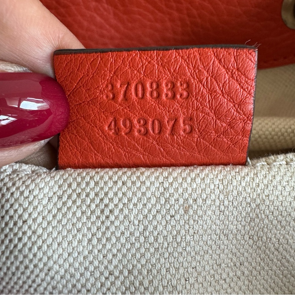 Gucci Vibrant Orange Leather Bamboo Backpack. P0221 - Picture 15 of 17